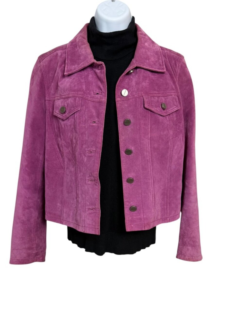 VTG Y2K Bernardo Suede Leather Purple Trucker Jacket Jean Jacket Women's PM